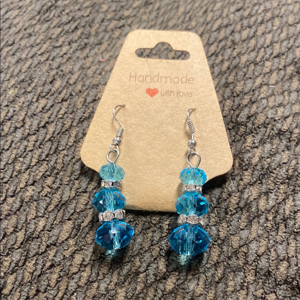 Handmade Blue Crystal Earrings